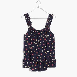 Silk Ruffle-Strap Cami Top in Confetti Floral